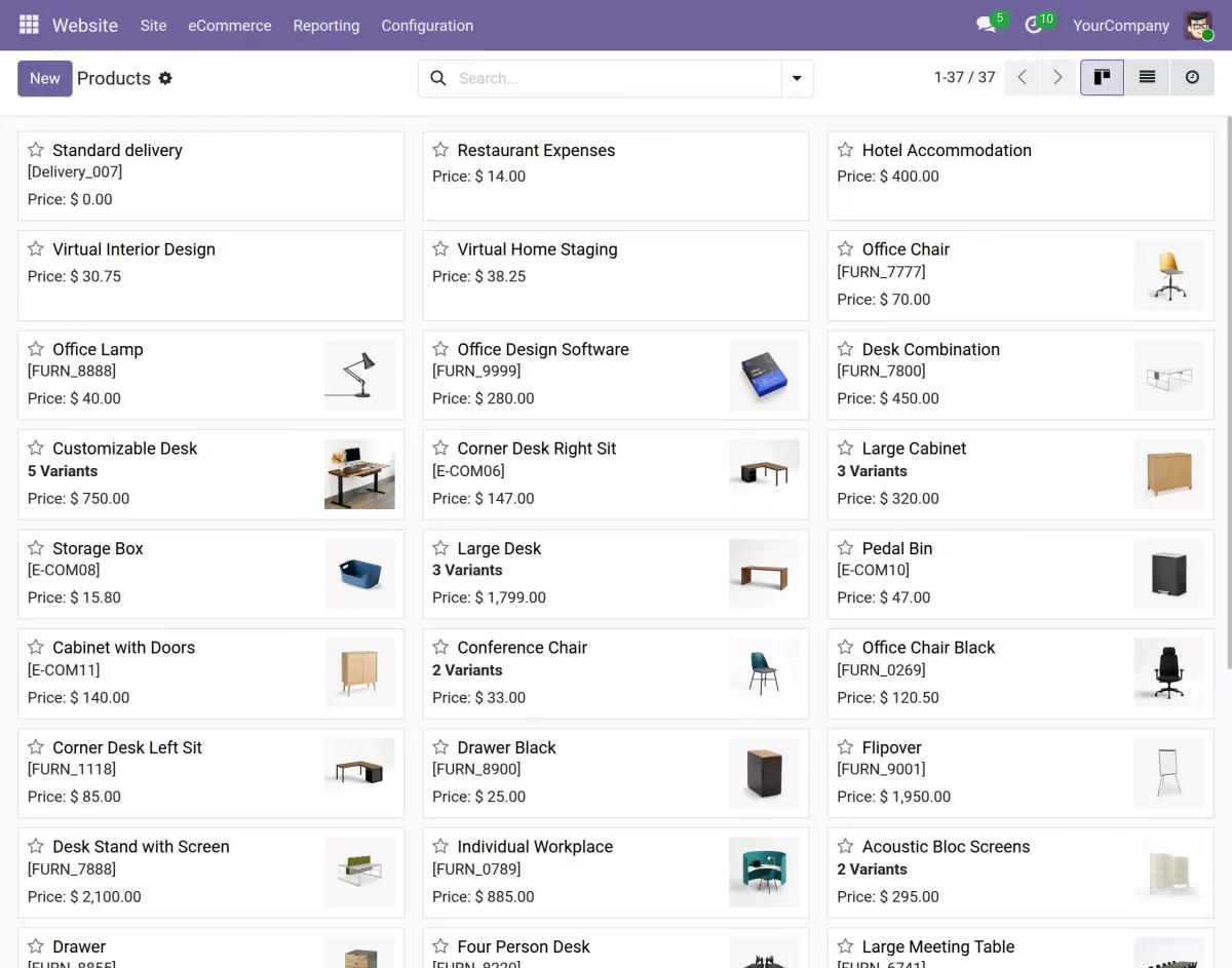 select product on odoo