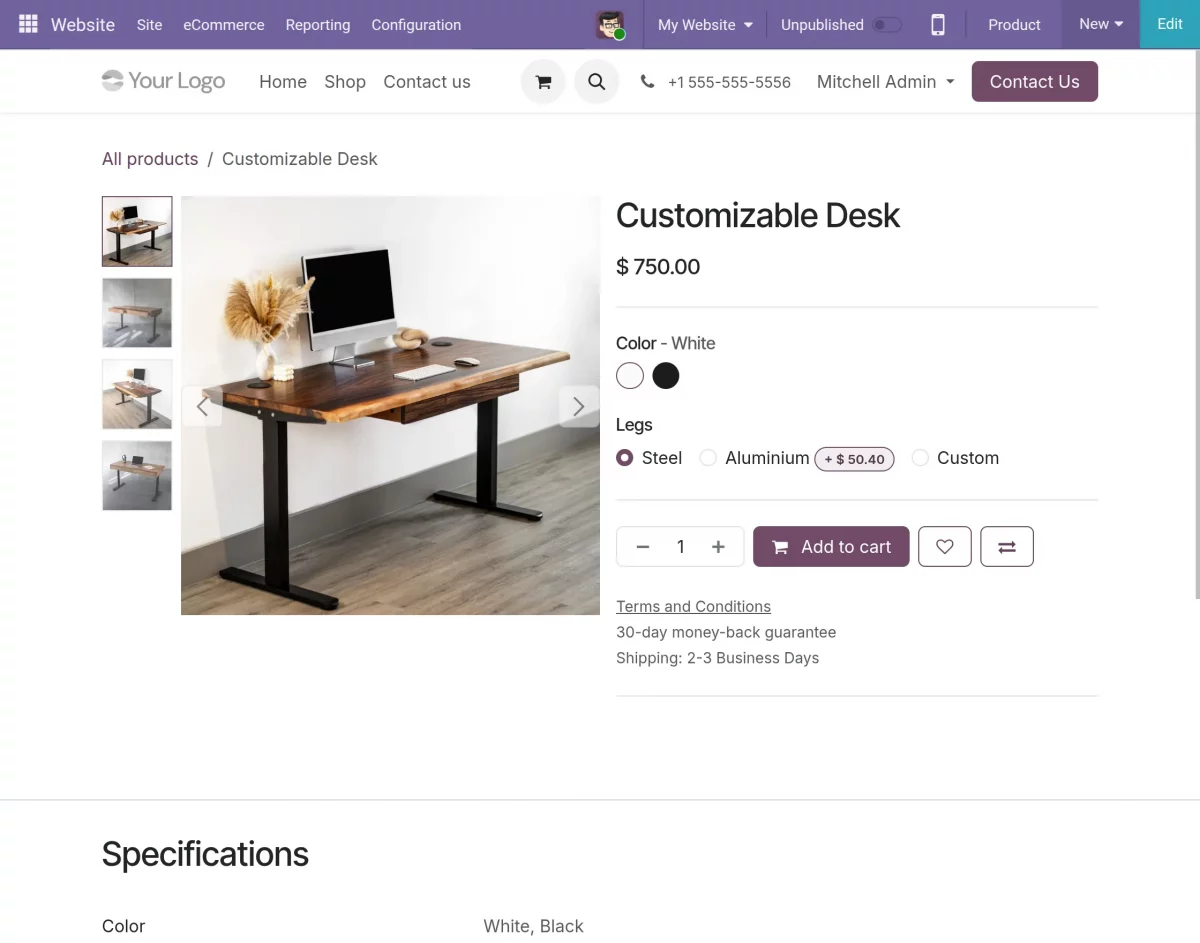 odoo store product view