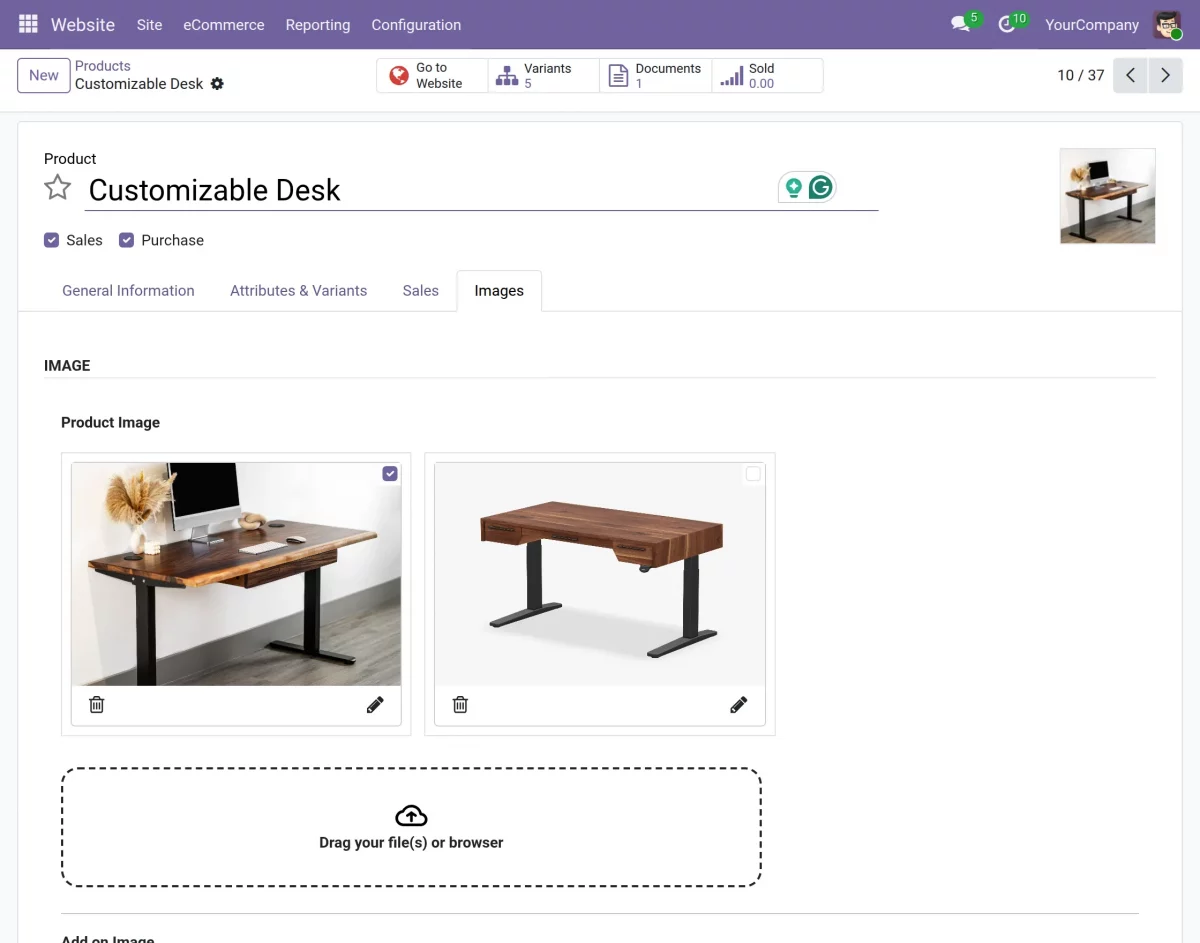 set product thumbnail on odoo
