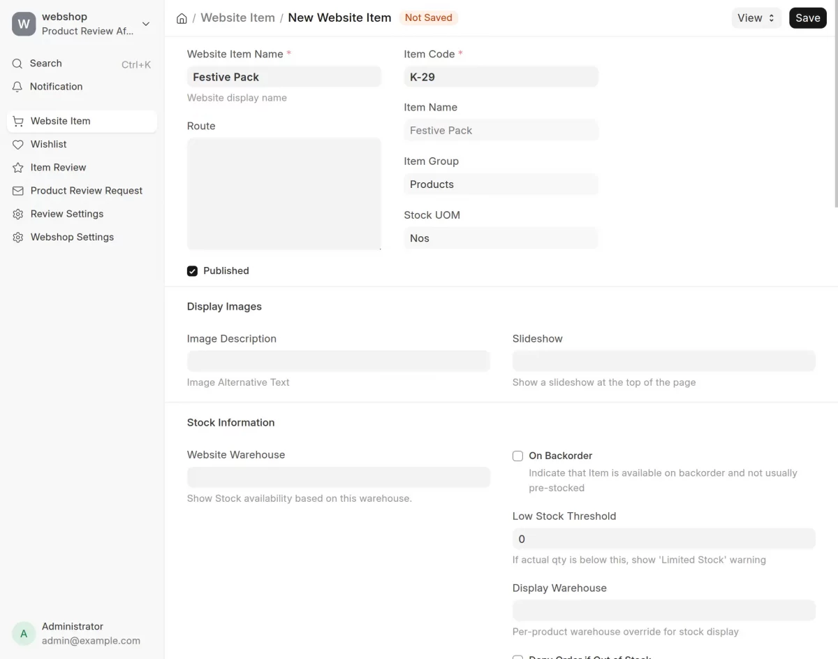 publish pack item on erpnext webshop