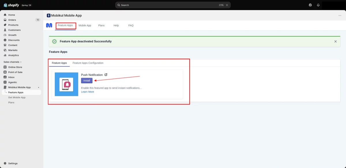Push Notification Hotwire Mobile App Builder for Shopify