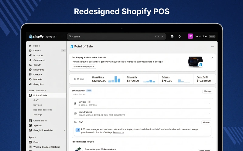 Redesigned Shopify POS