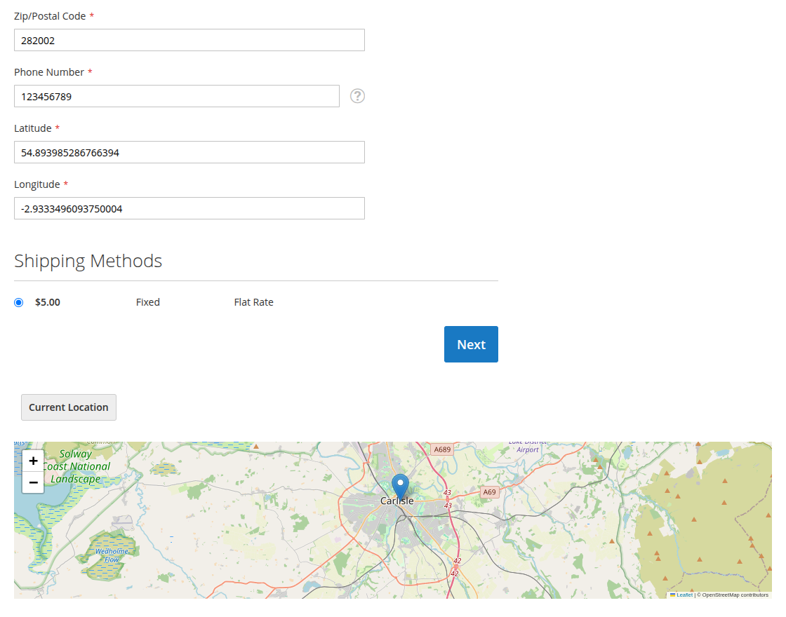 Address auto select by pin location