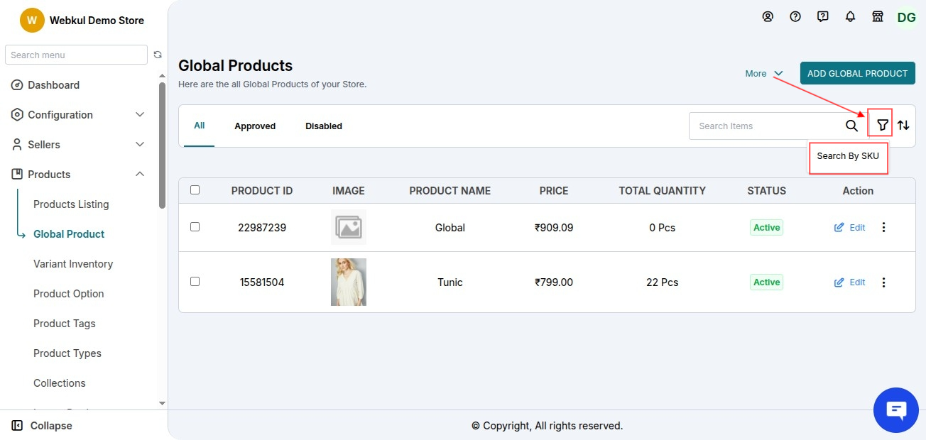 Search by SKU
