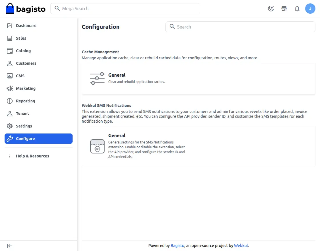 Sms notifictaion configurations