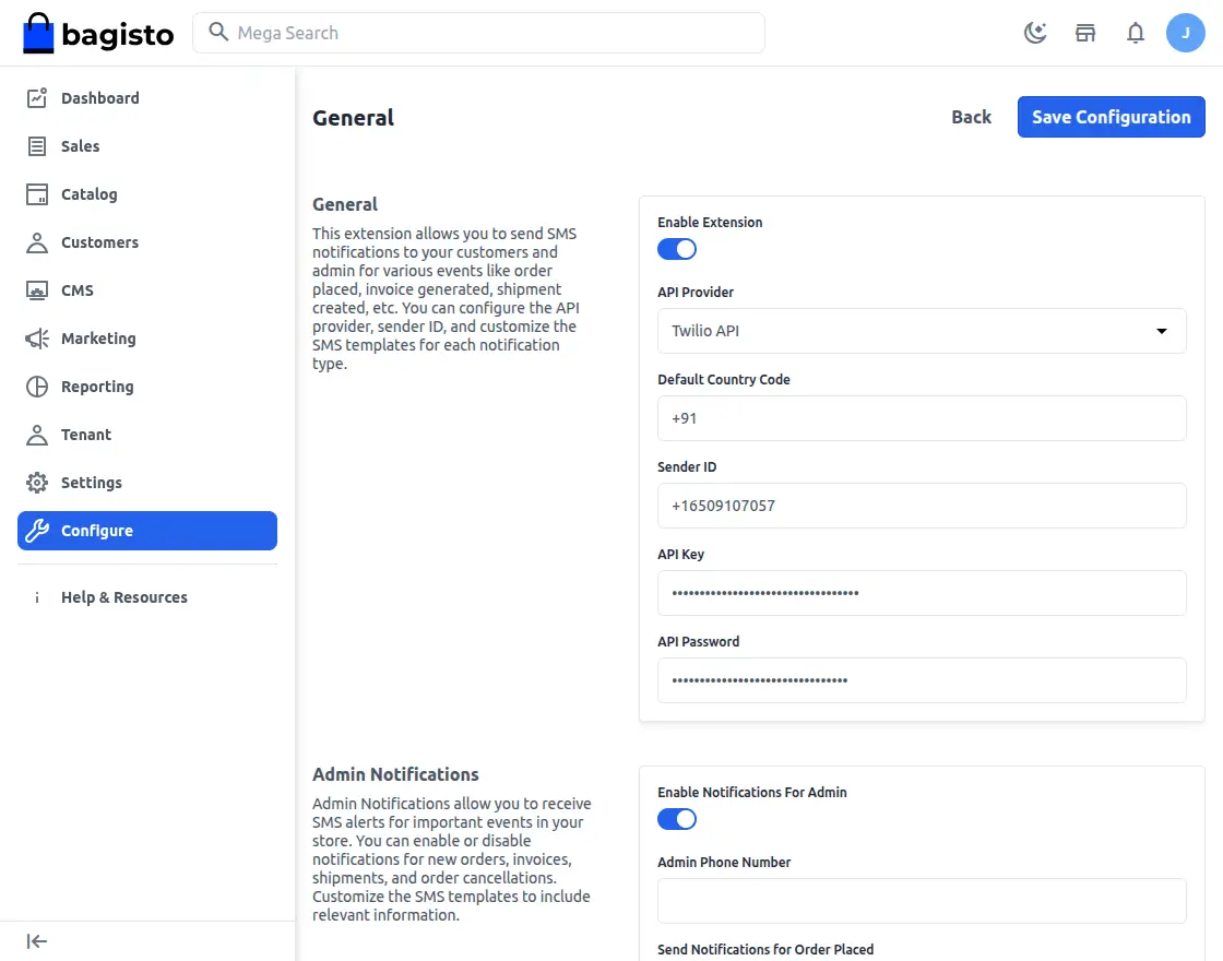 general settings