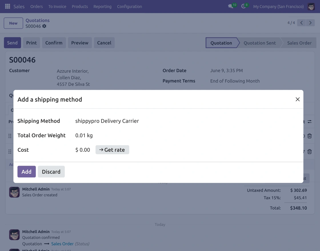 Shipping Rate Request