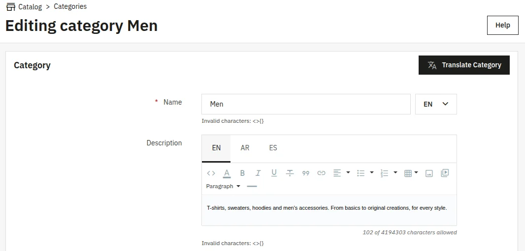 Translate from Category Page