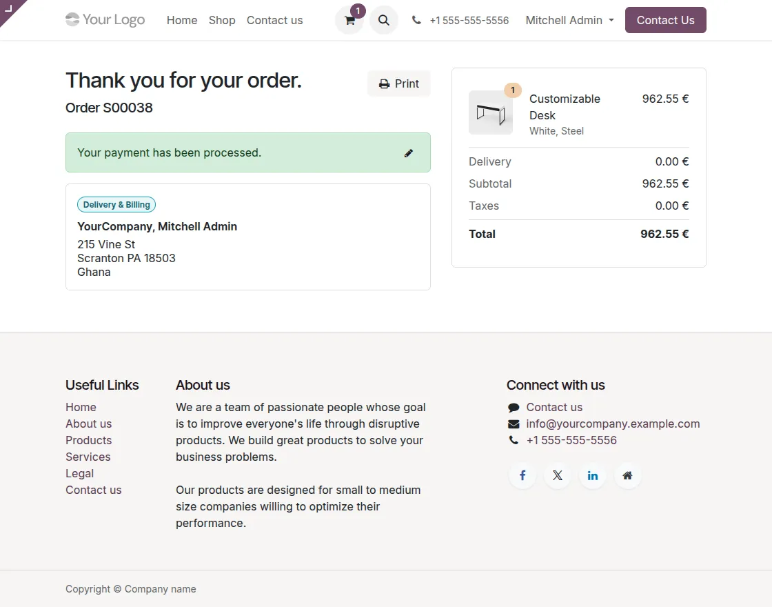 View Order Confirmation