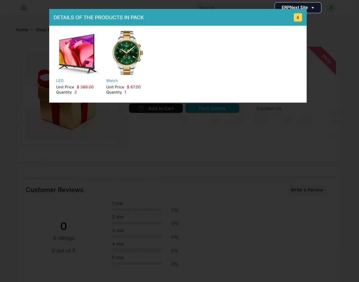website product pack details