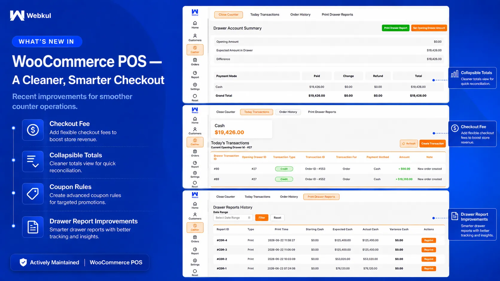 New checkout fee, collapsible cart totals and coupon restriction controls in WooCommerce POS 7.0