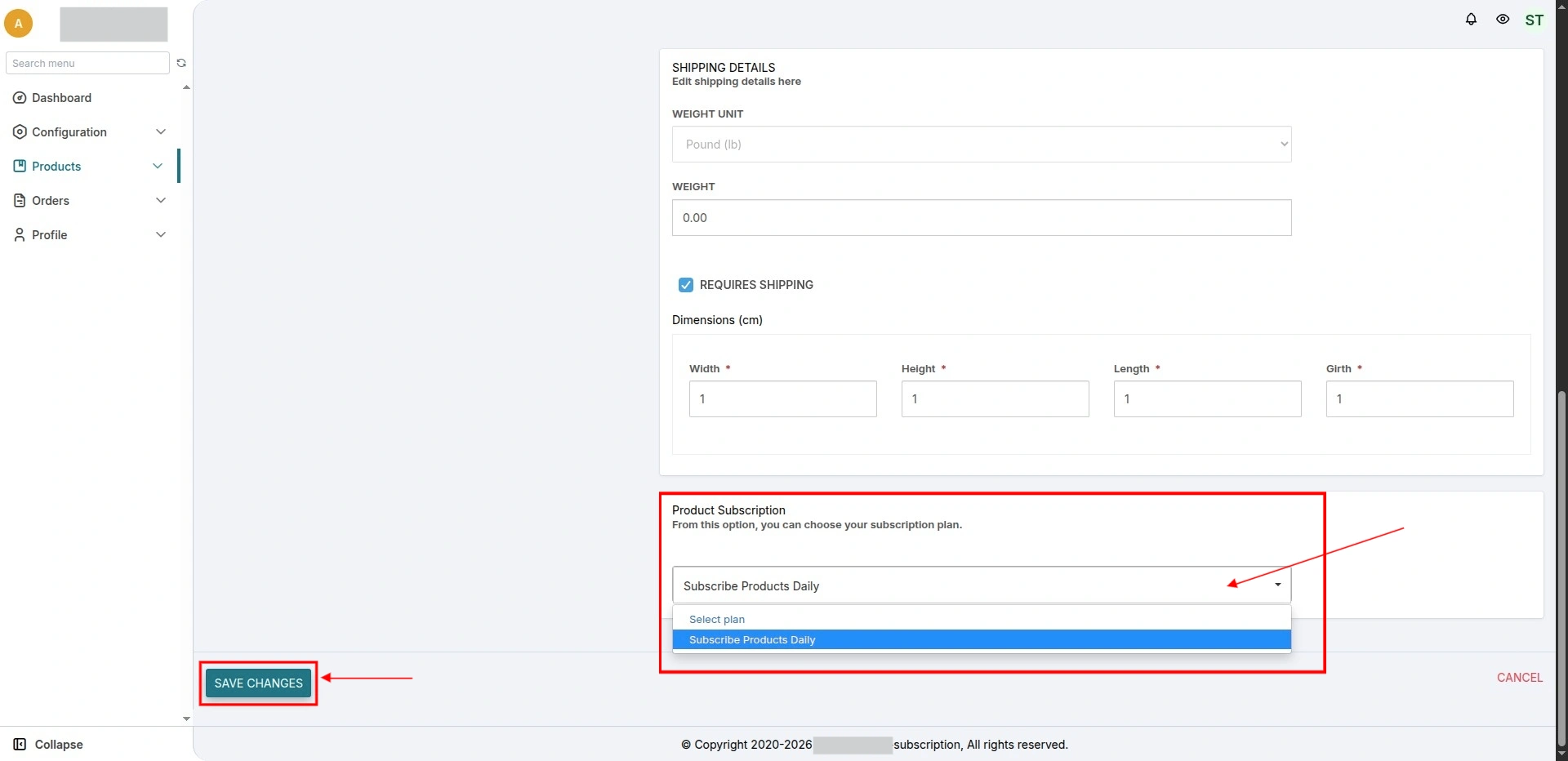 Product Subscription feature -add