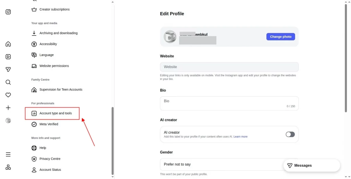 account type and tools