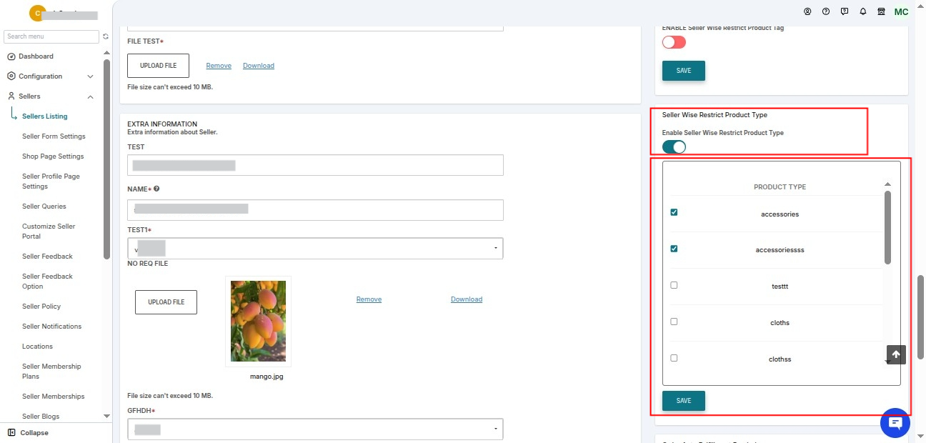 Assign Product Types to Seller