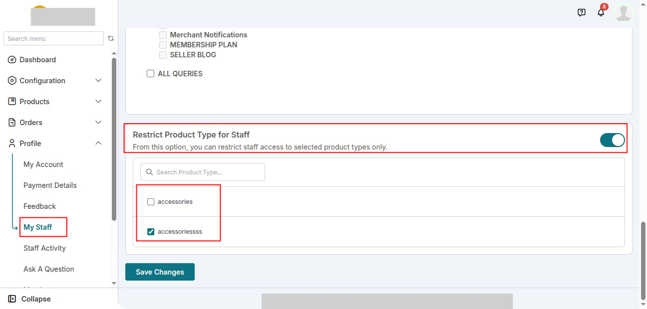 Assign Product Types to Staff