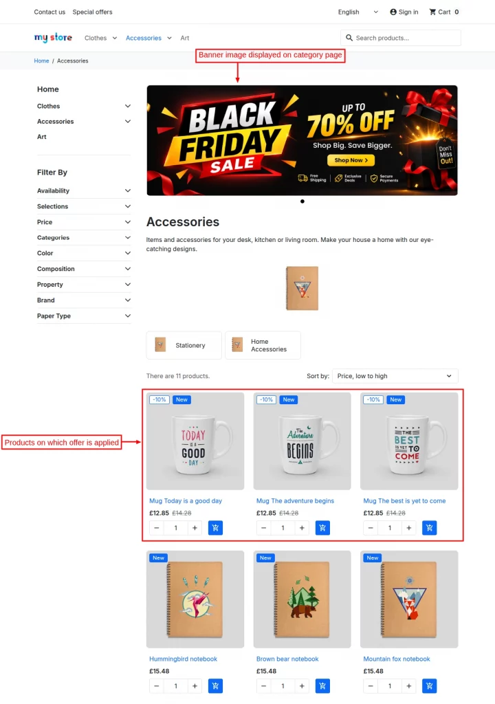 banner on category page