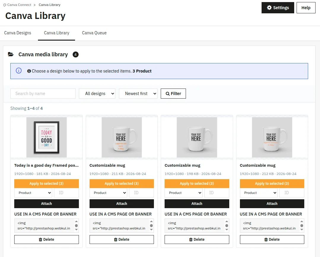 bulk apply designs