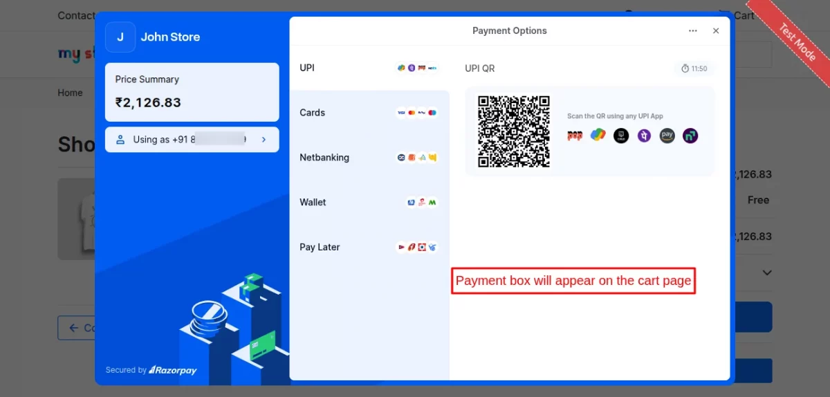 payment popup