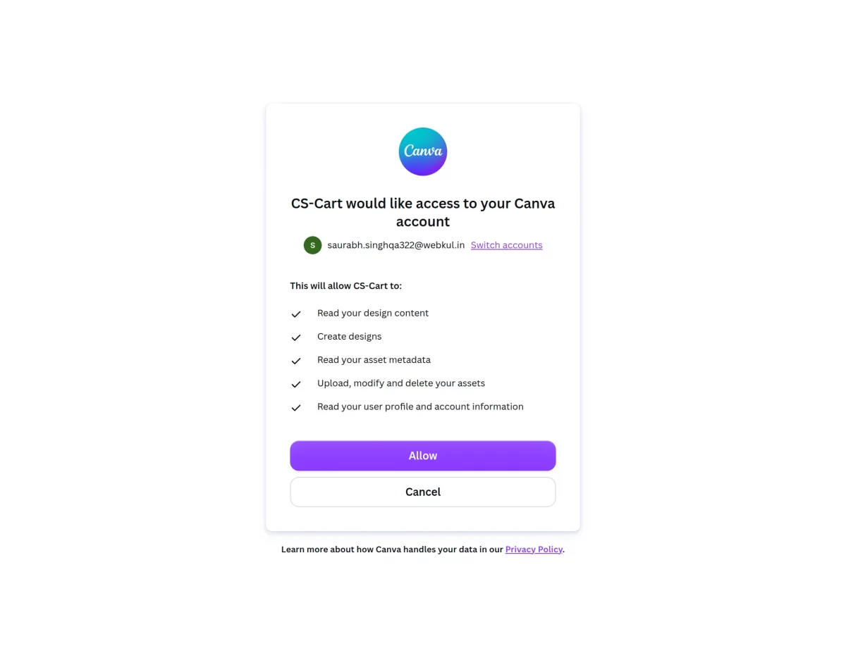 Connect to Canva