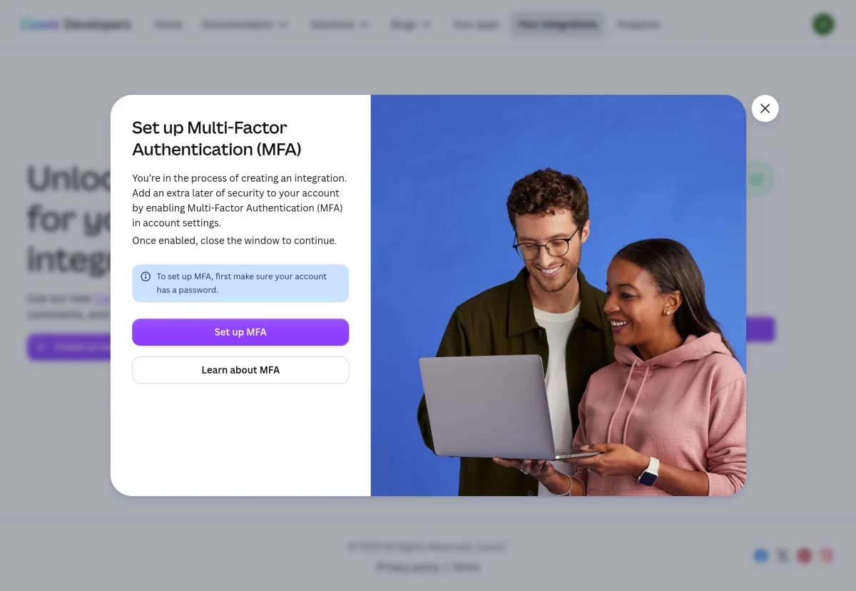 set up MFA for your account