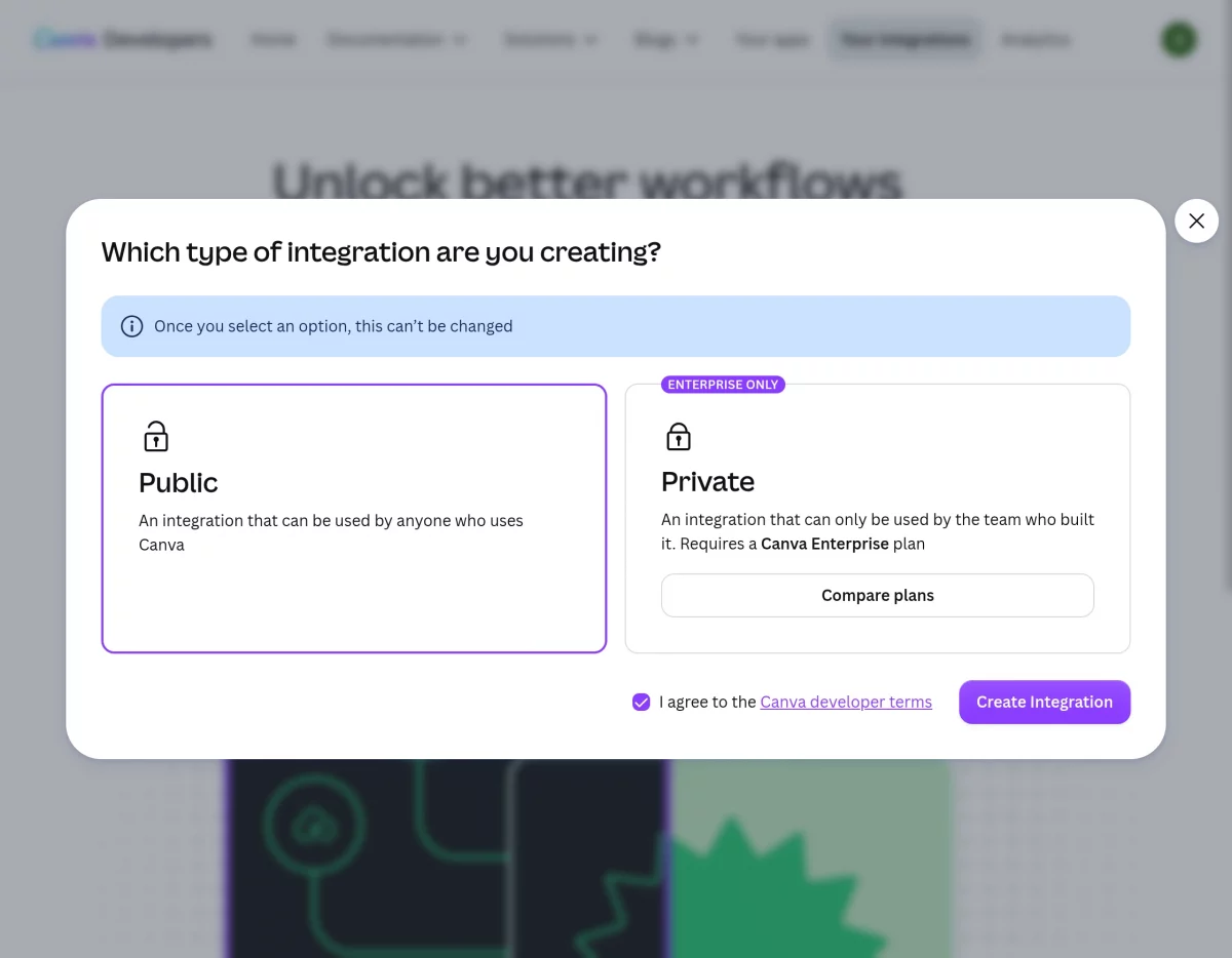 select your integration type