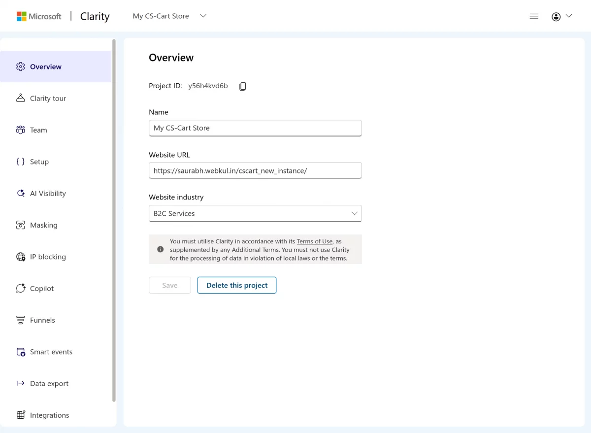 Get the Clarity Project ID