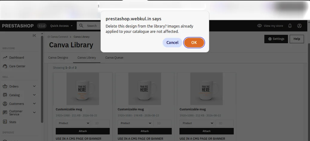 delete popup