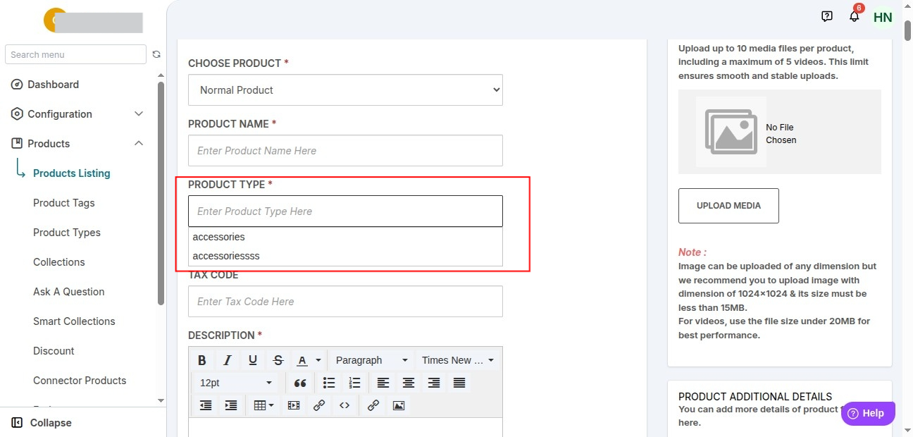 Product Type Selection for Seller