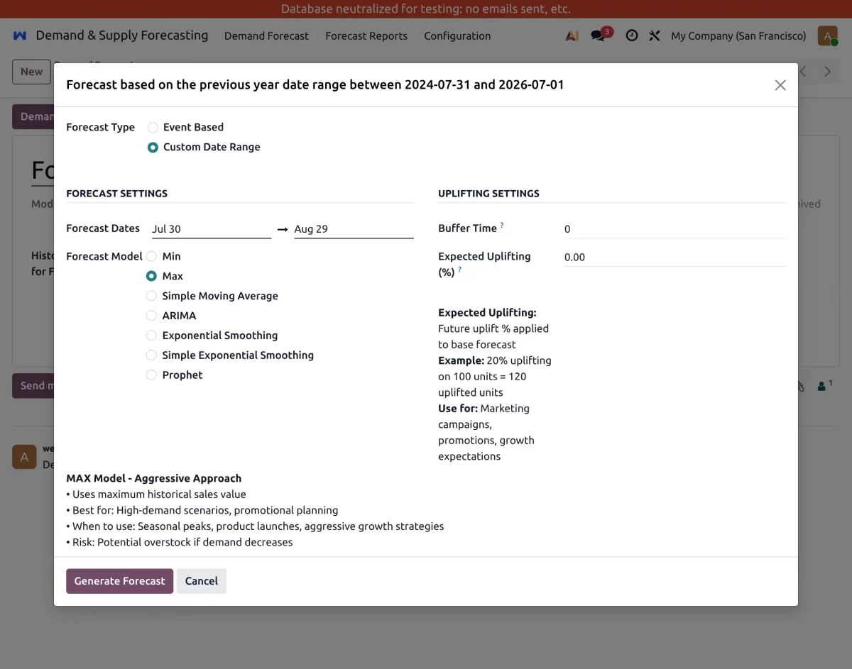 odoo demand and supply forecasting