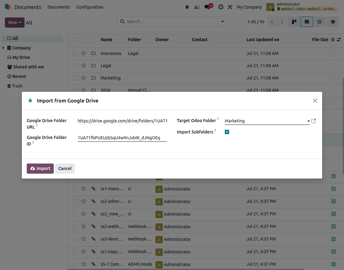 Import from google drive