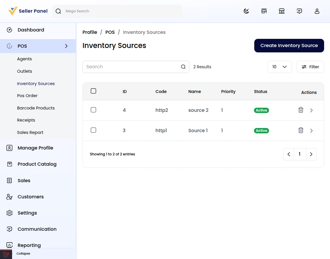 Marketplace Point of Sale inventory sources seller