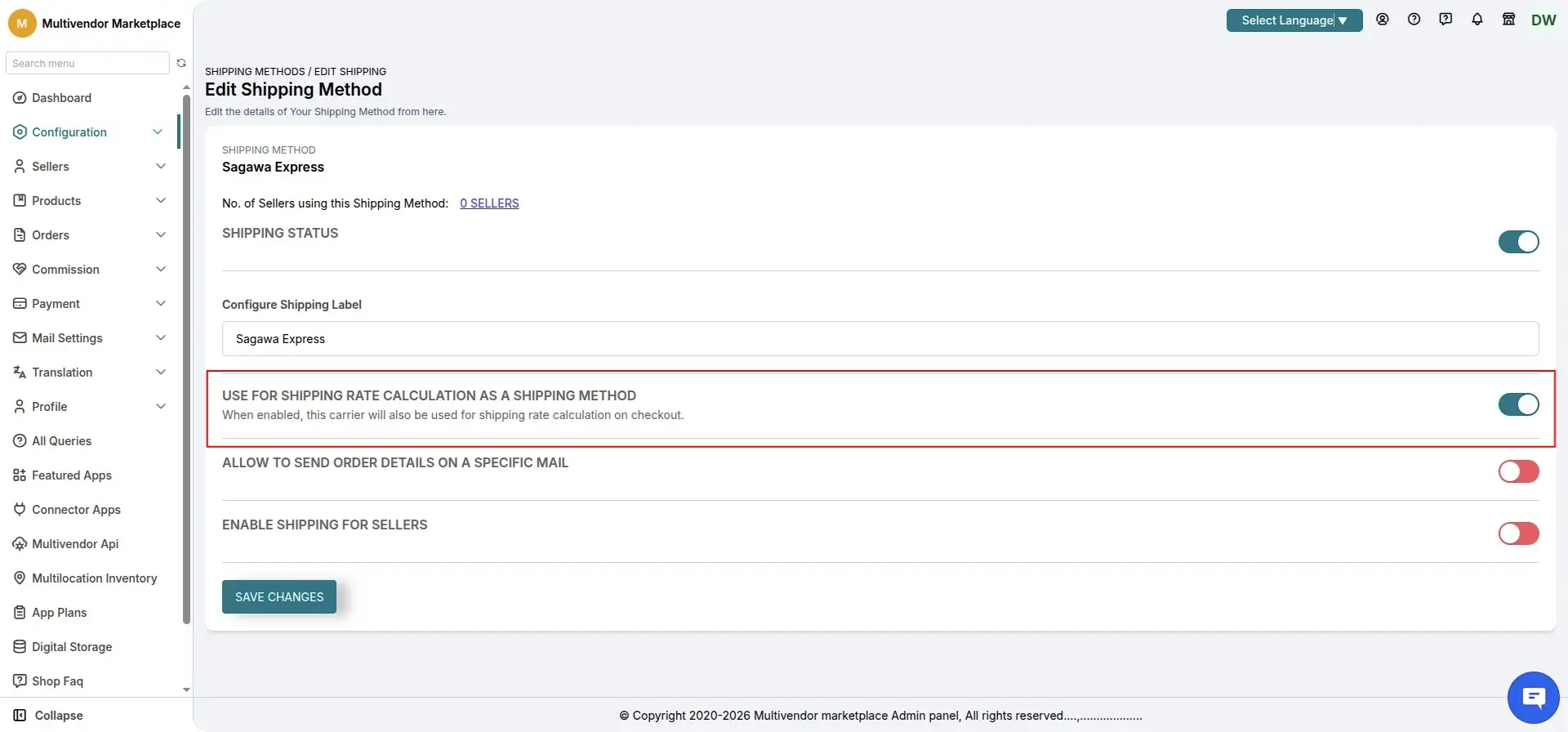 Use for Shipping Rate Calculation as a Shipping Method