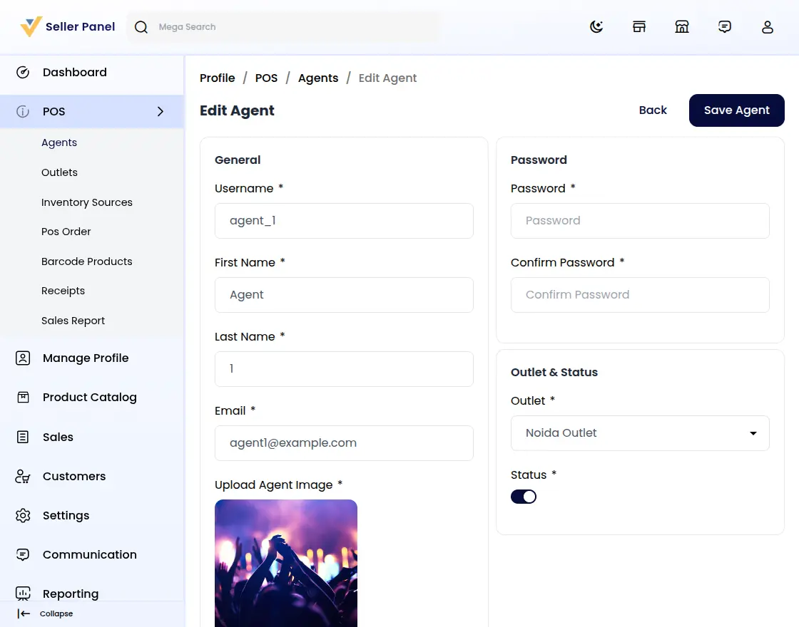 Marketplace Point of Sale manage agent