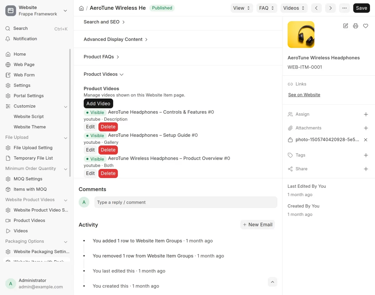 manage product videos