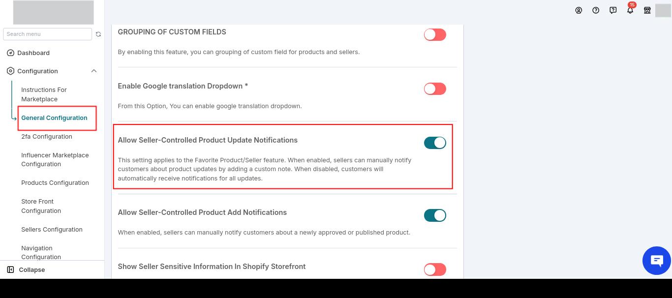 Allow Seller-Controlled Product Update Notifications