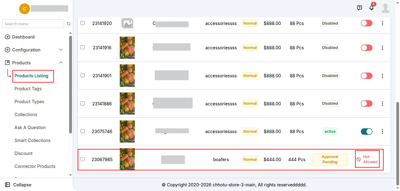 Product Type Restriction for Existing Seller Product