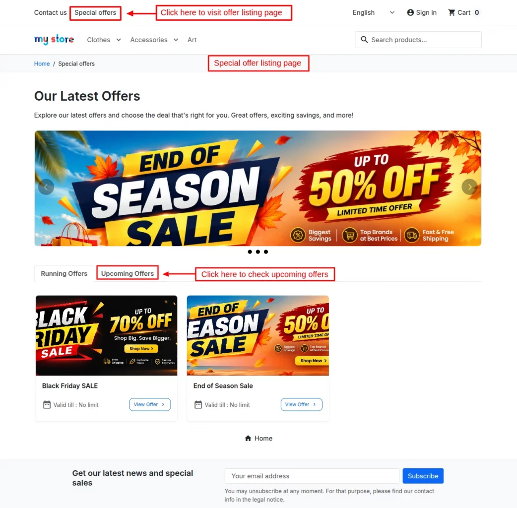 Offer listing page