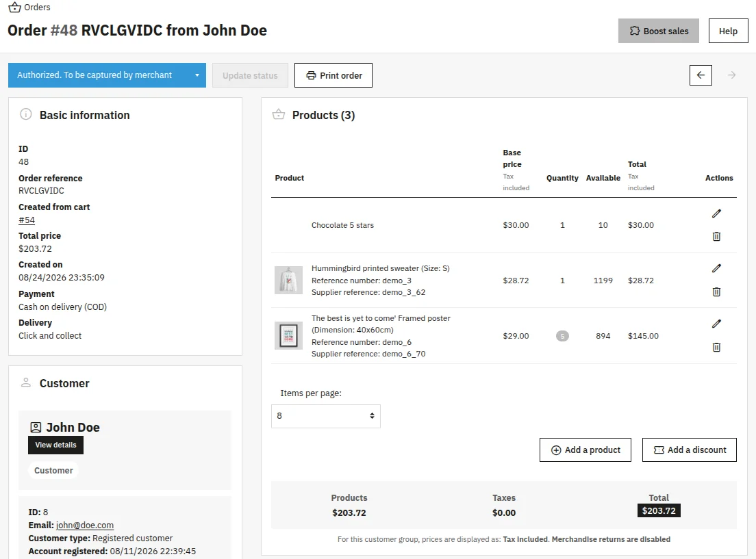 Order Created using Invoice