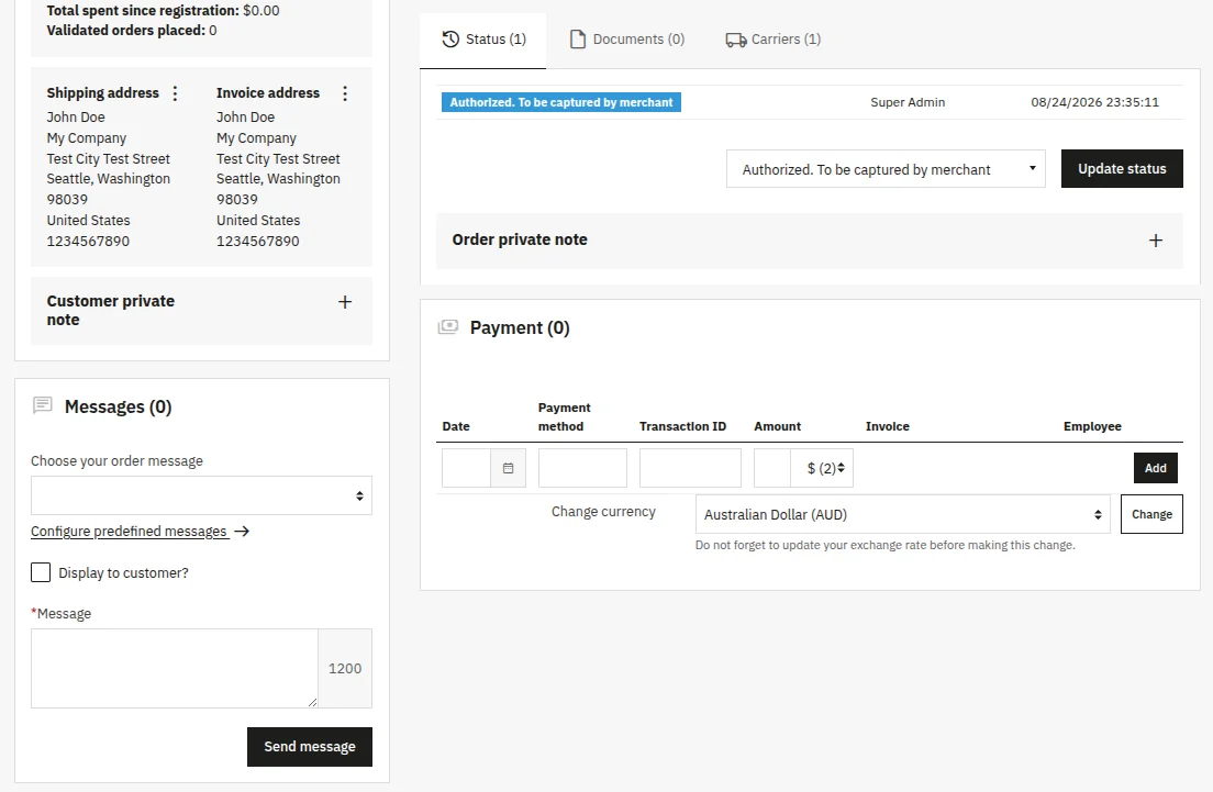 Order Created using Invoice