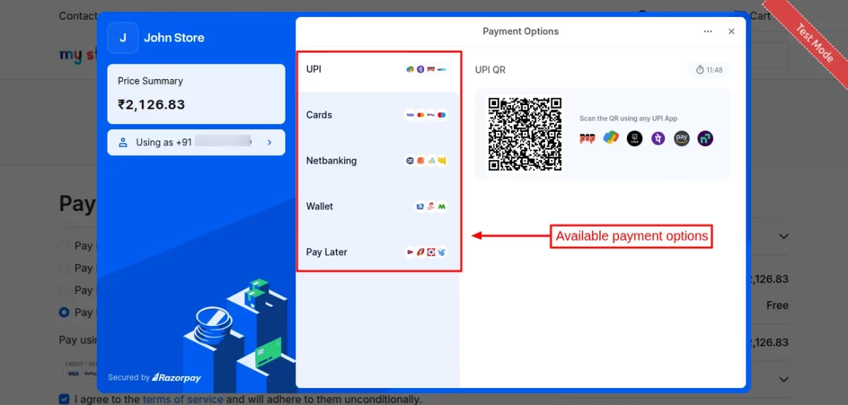 available payment options