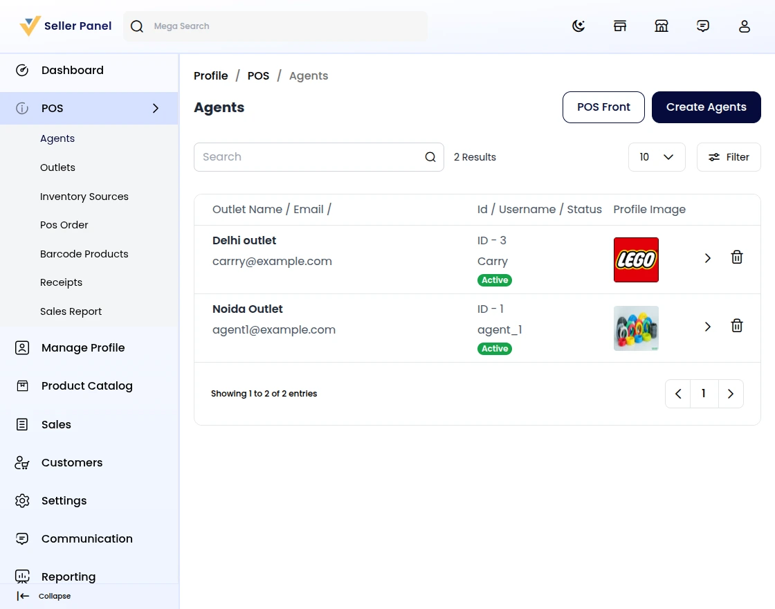 Marketplace Point of Sale seller section