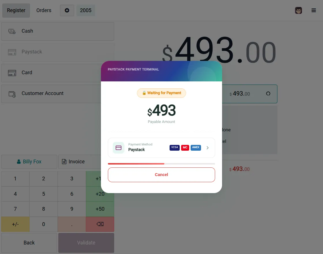 payment processed on terminal