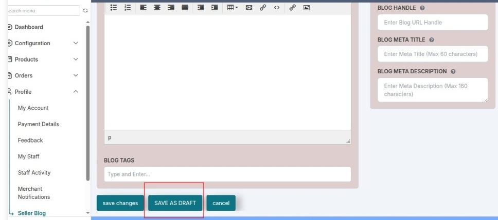 Save Blog as Draft