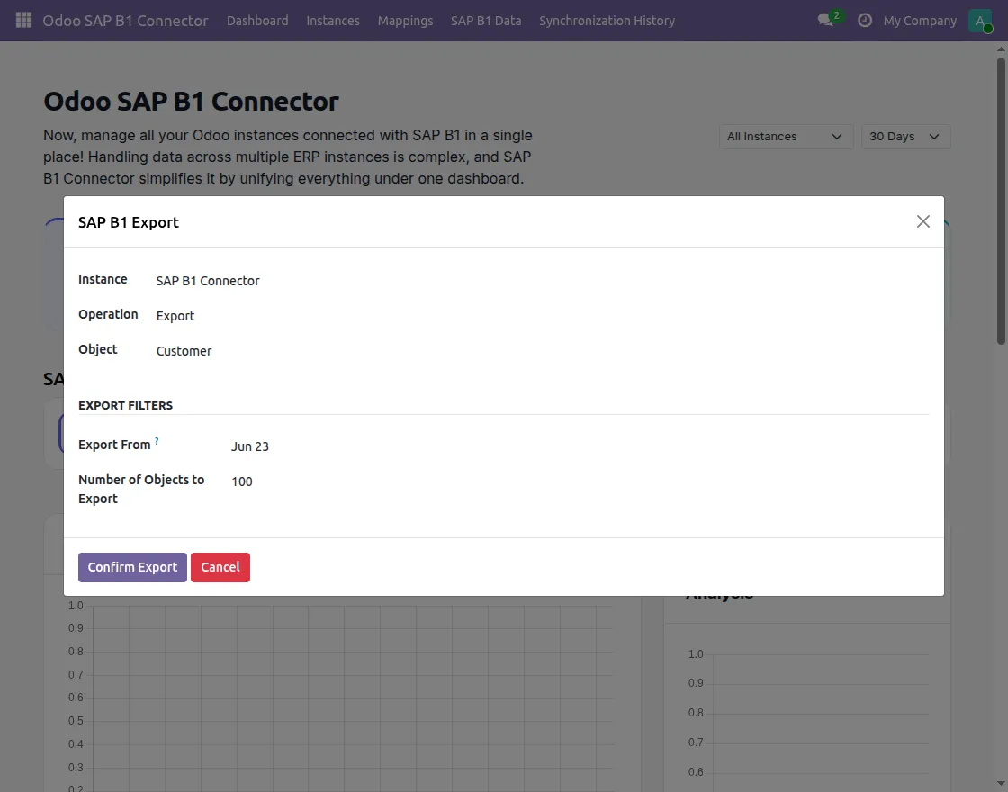 product export to SAP