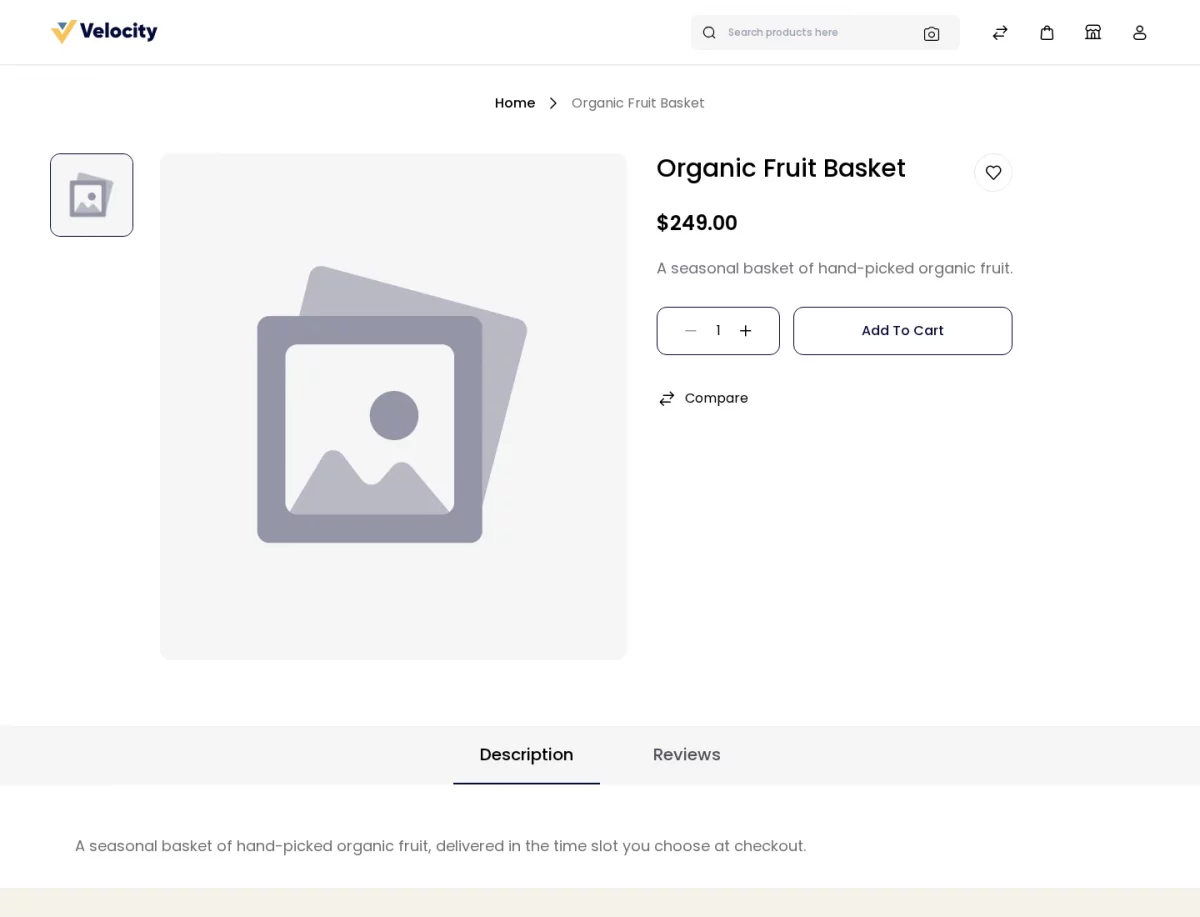 Bagisto Marketplace Delivery Time Slot SaaS storefront product page for a seller product