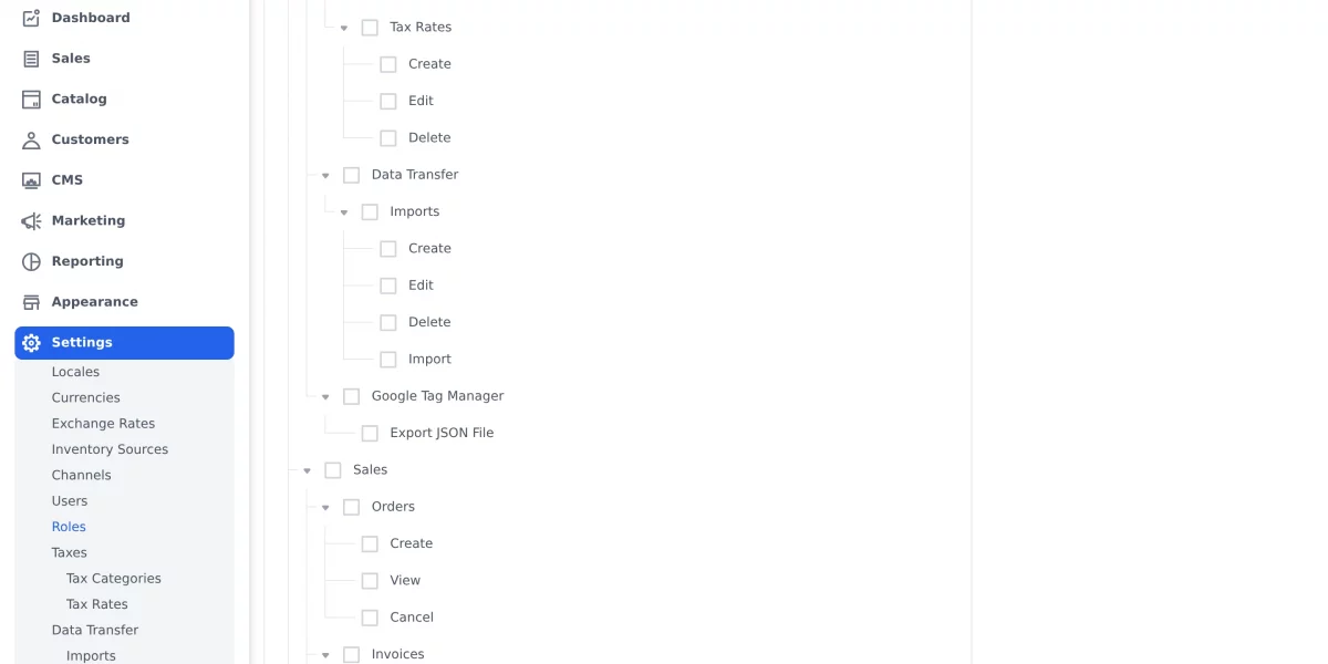 Google Tag Manager ACL permissions in Bagisto admin