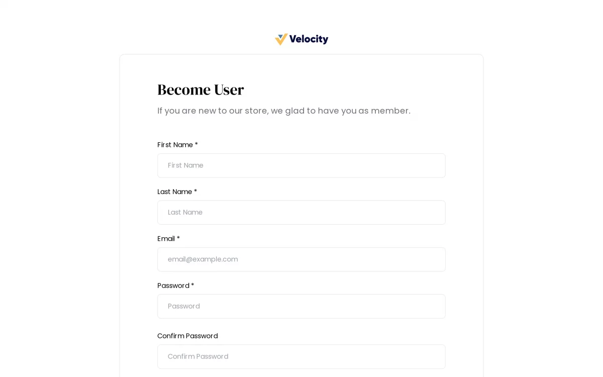 Bagisto customer registration page with sign up event