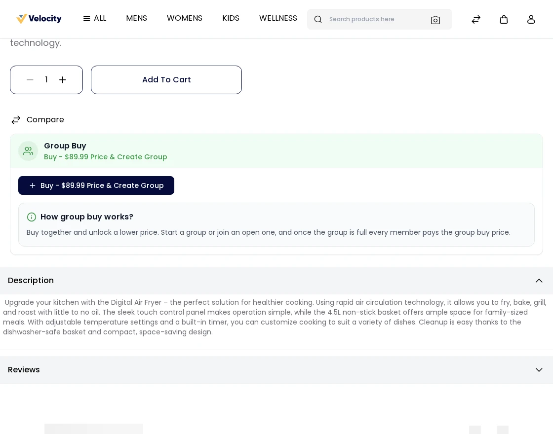 Bagisto Group Buy widget on the product page showing the discounted price and create group button