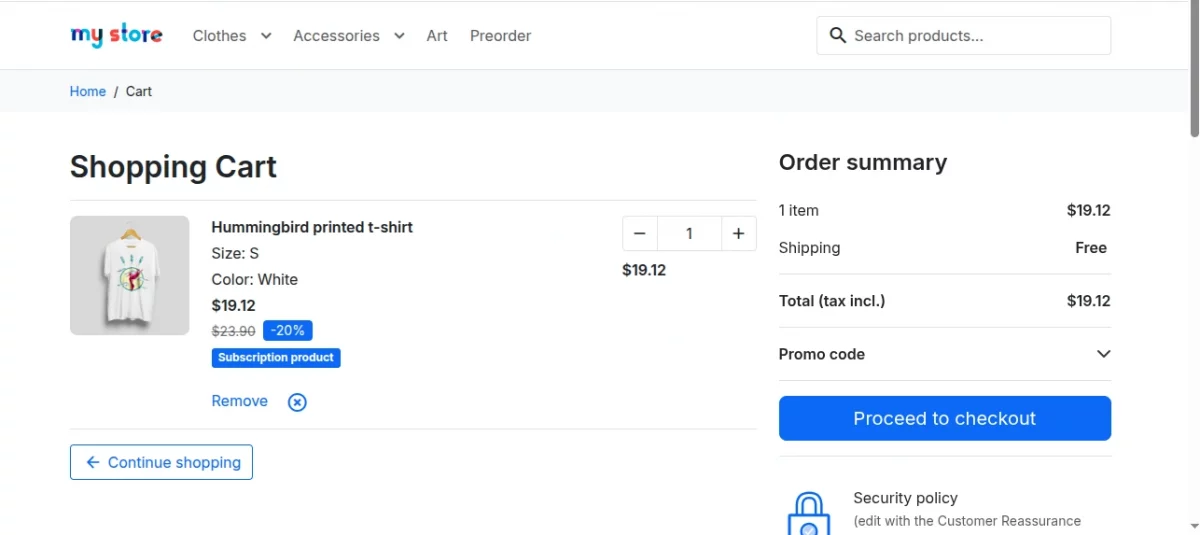 cart page