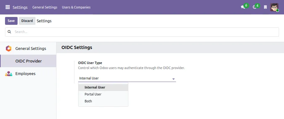 configure oidc user type